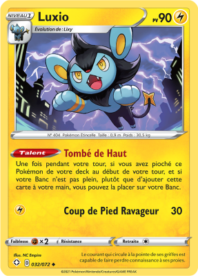 Carte Pokémon Luxio 032/072 Peu commune Destinées Radieuses