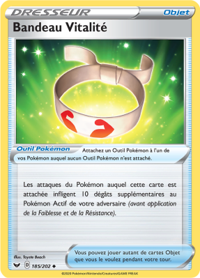 Carte Pokémon Bandeau Vitalité 185/202 Peu commune Épée et Bouclier (JCC)