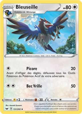 Carte Pokémon Bleuseille 151/202 Peu commune Épée et Bouclier (JCC)