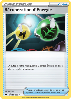Carte Pokémon Récupération d'Énergie 160/202 Peu commune Épée et Bouclier (JCC)