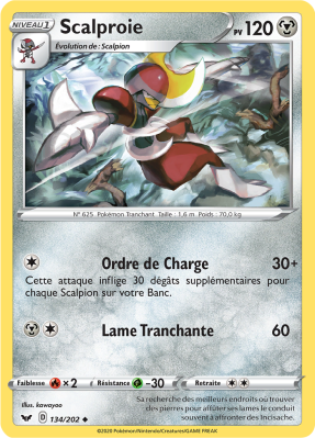 Carte Pokémon Scalproie 134/202 Peu commune Épée et Bouclier (JCC)