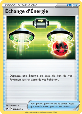 Carte Pokémon Échange d'Énergie 162/202 Peu commune Épée et Bouclier (JCC)