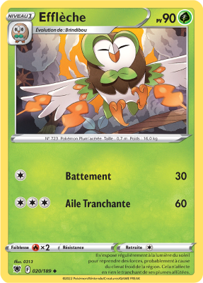 Carte Pokémon Efflèche 020/189 Peu commune Astres Radieux