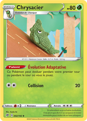 Carte Pokémon Chrysacier 002/192 Peu commune Clash des Rebelles