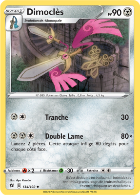 Carte Pokémon Dimoclès 134/192 Peu commune Clash des Rebelles