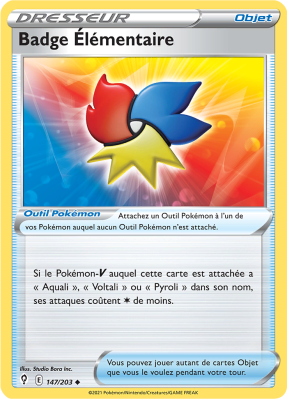 Carte Pokémon Badge Élémentaire 147/203 Peu commune Évolution Céleste