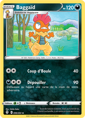 Carte Pokémon Baggaïd 099/203 Peu commune Évolution Céleste