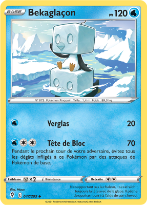 Carte Pokémon Bekaglaçon 047/203 Peu commune Évolution Céleste