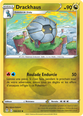 Carte Pokémon Drackhaus 108/203 Peu commune Évolution Céleste