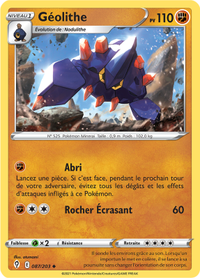 Carte Pokémon Géolithe 087/203 Peu commune Évolution Céleste