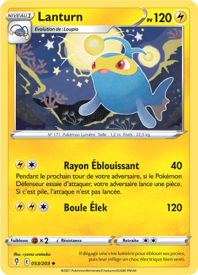 Carte Pokémon Lanturn 053/203 Peu commune Évolution Céleste