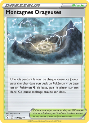 Carte Pokémon Montagnes Orageuses 161/203 Peu commune Évolution Céleste