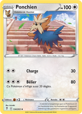 Carte Pokémon Ponchien 134/203 Peu commune Évolution Céleste