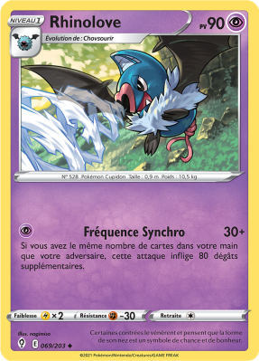 Carte Pokémon Rhinolove 069/203 Peu commune Évolution Céleste