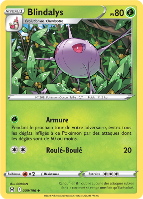 Carte Pokémon Blindalys 009/196 Peu commune Origine Perdue