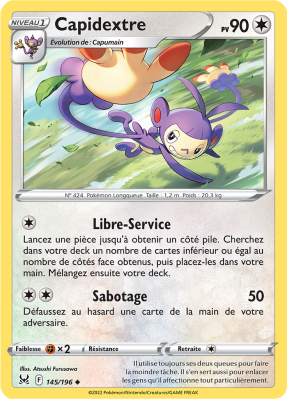Carte Pokémon Capidextre 145/196 Peu commune Origine Perdue