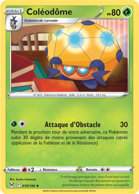 Carte Pokémon Coléodôme 019/196 Peu commune Origine Perdue