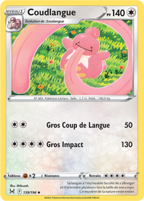 Carte Pokémon Coudlangue 139/196 Peu commune Origine Perdue