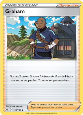 Carte Pokémon Graham 158/196 Peu commune Origine Perdue