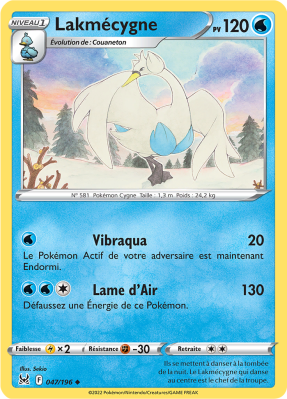 Carte Pokémon Lakmécygne 047/196 Peu commune Origine Perdue