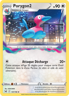 Carte Pokémon Porygon2 141/196 Peu commune Origine Perdue