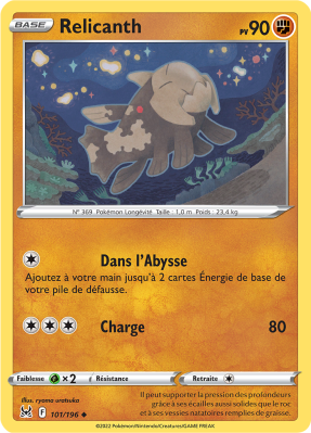 Carte Pokémon Relicanth 101/196 Peu commune Origine Perdue