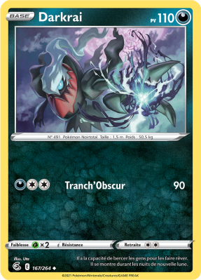 Carte Pokémon Darkrai 167/264 Peu commune Poing de Fusion