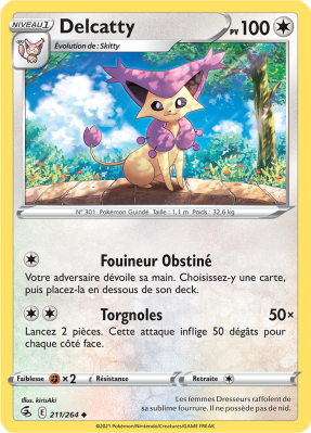 Carte Pokémon Delcatty 211/264 Peu commune Poing de Fusion