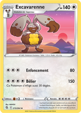 Carte Pokémon Excavarenne 215/264 Peu commune Poing de Fusion