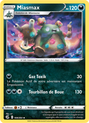 Carte Pokémon Miasmax 169/264 Peu commune Poing de Fusion