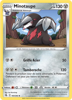 Carte Pokémon Minotaupe 183/264 Peu commune Poing de Fusion