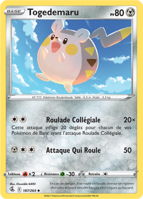 Carte Pokémon Togedemaru 187/264 Peu commune Poing de Fusion