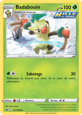 Carte Pokémon Badabouin 017/198 Peu commune Règne de Glace