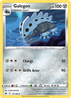 Carte Pokémon Galegon 110/198 Peu commune Règne de Glace