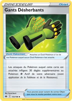 Carte Pokémon Gants Désherbants 155/198 Peu commune Règne de Glace