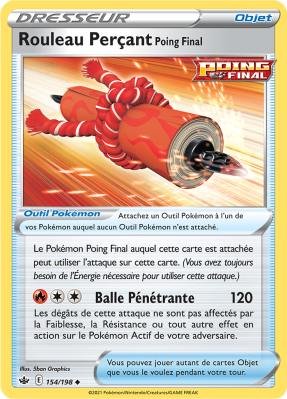 Carte Pokémon Rouleau Perçant Poing Final 154/198 Peu commune Règne de Glace