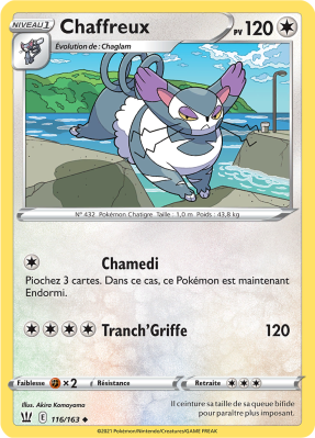 Carte Pokémon Chaffreux 116/163 Peu commune Styles de Combat