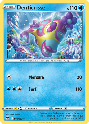 Carte Pokémon Denticrisse 043/163 Peu commune Styles de Combat