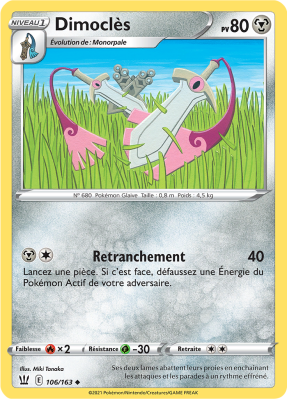 Carte Pokémon Dimoclès 106/163 Peu commune Styles de Combat