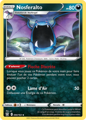 Carte Pokémon Nosferalto 090/163 Peu commune Styles de Combat