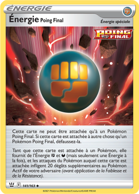 Carte Pokémon Énergie Poing Final 141/202 Peu commune Styles de Combat