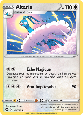 Carte Pokémon Altaria 143/195 Peu commune Tempête Argentée
