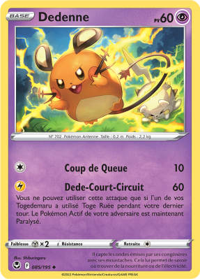 Carte Pokémon Dedenne 085/195 Peu commune Tempête Argentée