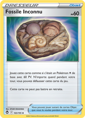 Carte Pokémon Fossile Inconnu 165/195 Peu commune Tempête Argentée