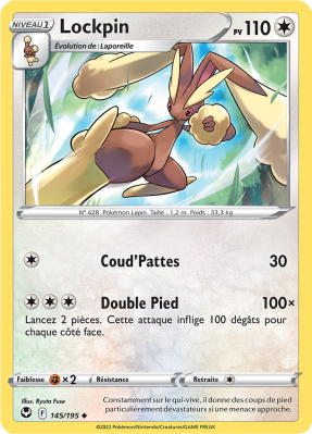 Carte Pokémon Lockpin 145/195 Peu commune Tempête Argentée