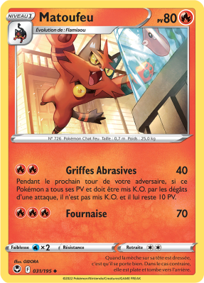 Carte Pokémon Matoufeu 031/195 Peu commune Tempête Argentée
