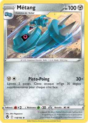 Carte Pokémon Métang 118/195 Peu commune Tempête Argentée