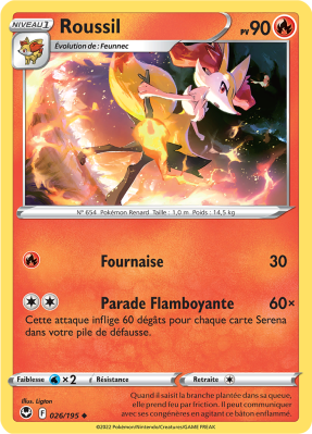 Carte Pokémon Roussil 026/195 Peu commune Tempête Argentée