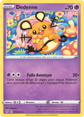 Carte Pokémon Dedenne 078/189 Peu commune Ténèbres Embrasées