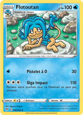 Carte Pokémon Flotoutan 042/189 Peu commune Ténèbres Embrasées